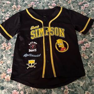 The Simpsons Bart Black Baseball Jersey 89 Shirt Boys 8 32” Chest 18” Length